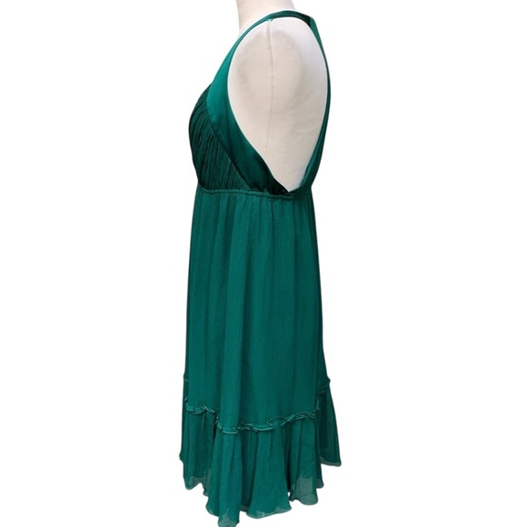 TUFI DUEK Green Silk T-Back Sleeveless Dress 100% Silk Lined - Picture 2 of 8